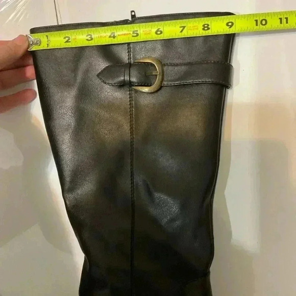 David Tate women’s stallion black polyurethane, tall boot buckle side zip healed - Picture 5 of 7